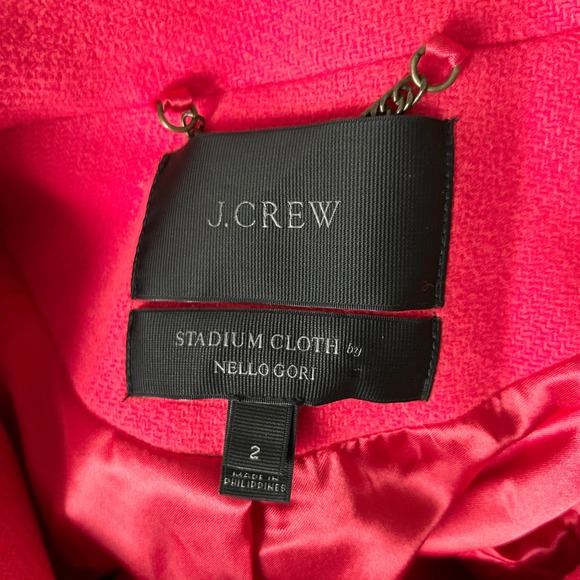 J.Crew Stadium Cloth Wool Majesty Pea Coat Red Gold Crest Buttons 49360 Size 2 - Picture 5 of 7